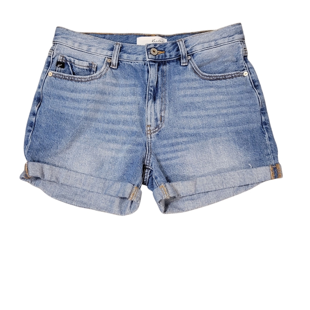 Kancan Rolled Hem High Rise Denim Shorts
